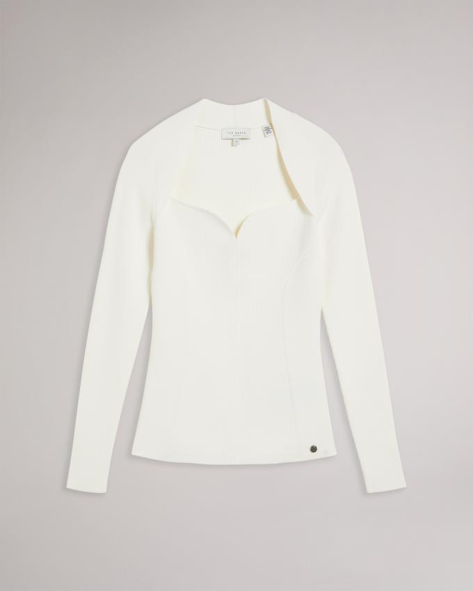 Najfatalniejszy Damskie Ted Baker Sweetheart Neckline Knitted Białe Polska | PL-HUYJX8560