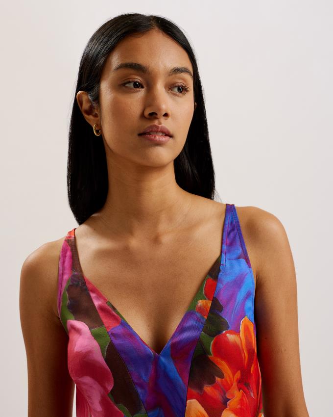 Najfatalniejszy Damskie Ted Baker Tropical Floral V-Neck Cami Kolorowe Polska | PL-IRXBA8703