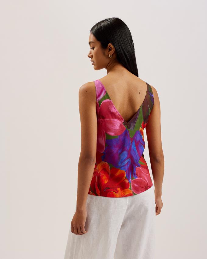 Najfatalniejszy Damskie Ted Baker Tropical Floral V-Neck Cami Kolorowe Polska | PL-IRXBA8703