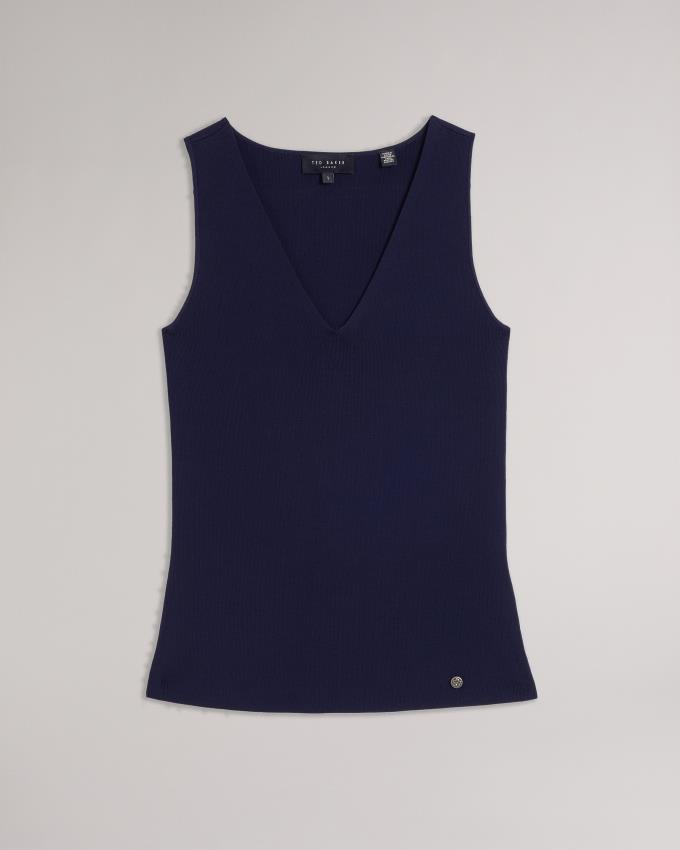 Najfatalniejszy Damskie Ted Baker V-Neck Slim Fit Knit Ciemny Niebieskie Polska | PL-SGPOI1376