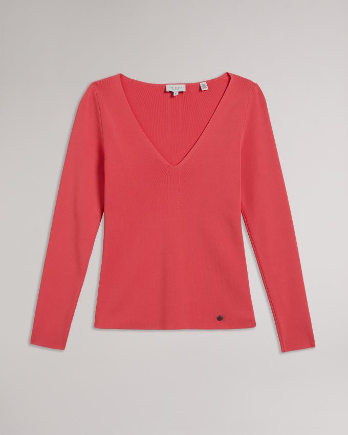 Najfatalniejszy Damskie Ted Baker V Neck Slim Fit Knit Koralowe Polska | PL-NHBGE6204