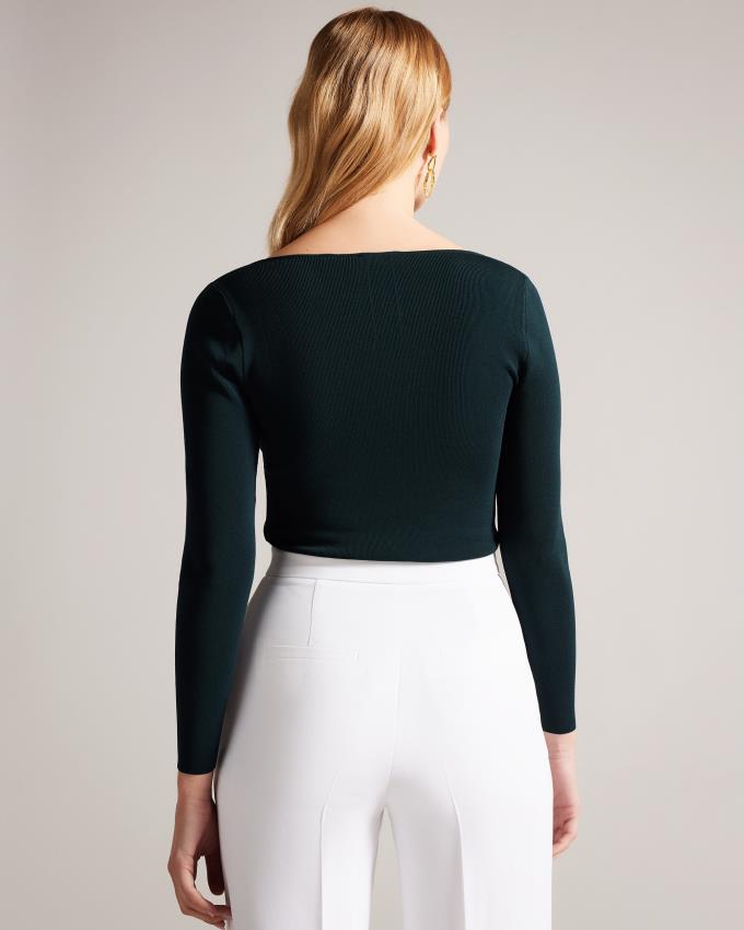 Najfatalniejszy Damskie Ted Baker V Neck Slim Fit Knit Ciemny Zielone Polska | PL-YRLES6149
