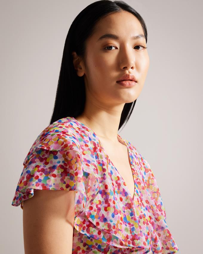 Najfatalniejszy Damskie Ted Baker Wrap With Ruffled Neckline Białe Polska | PL-CYHLN1524