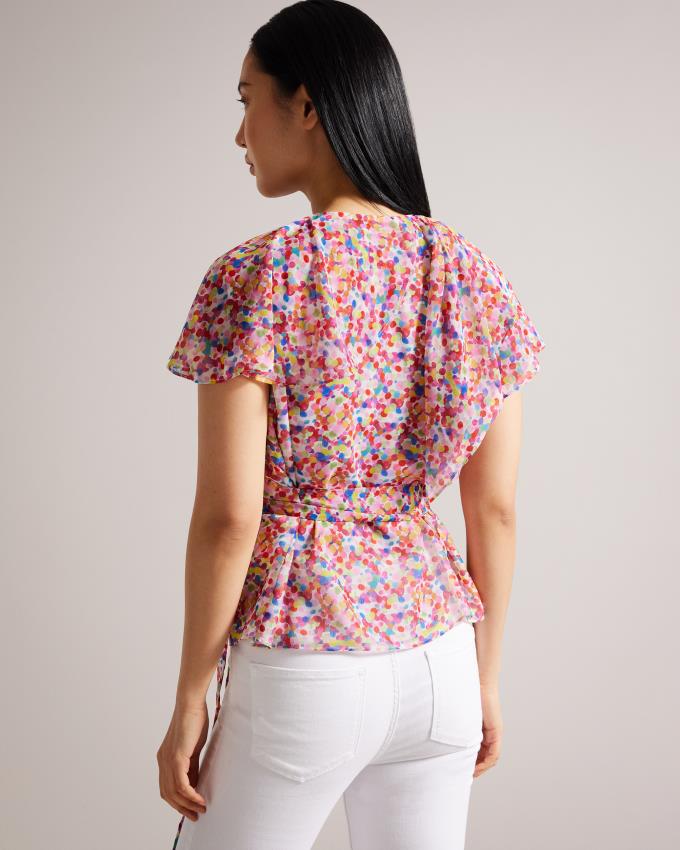 Najfatalniejszy Damskie Ted Baker Wrap With Ruffled Neckline Białe Polska | PL-CYHLN1524