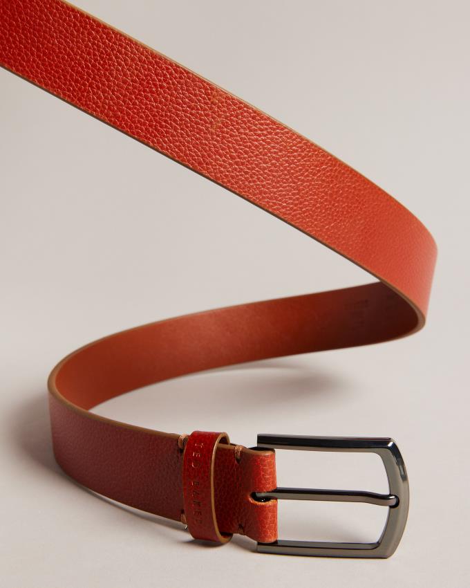 Pasek Męskie Ted Baker Pebble Grain Leather Brązowe Polska | PL-NUAOF8390