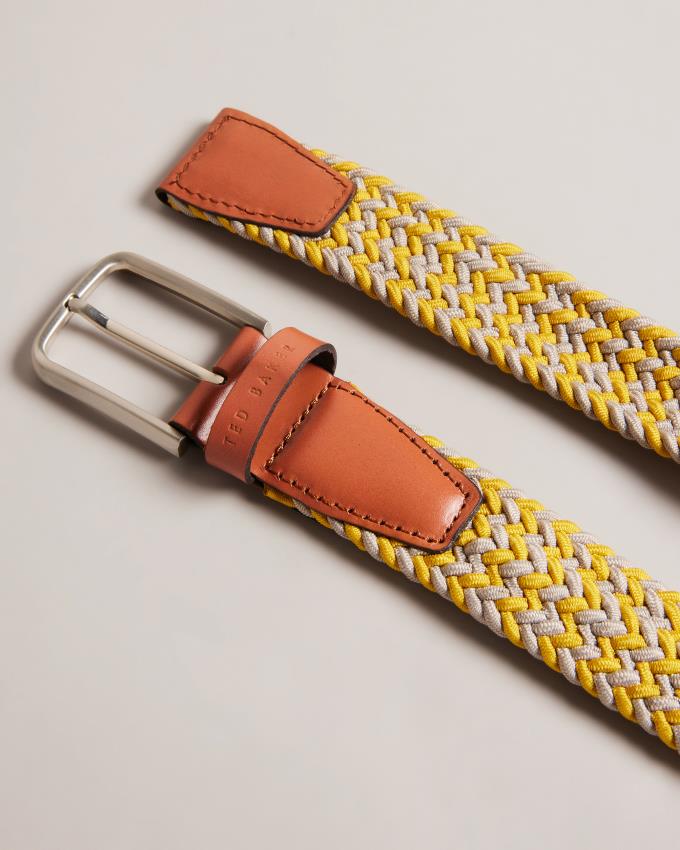Pasek Męskie Ted Baker Woven Elasticated Żółte Polska | PL-MNGFZ6481