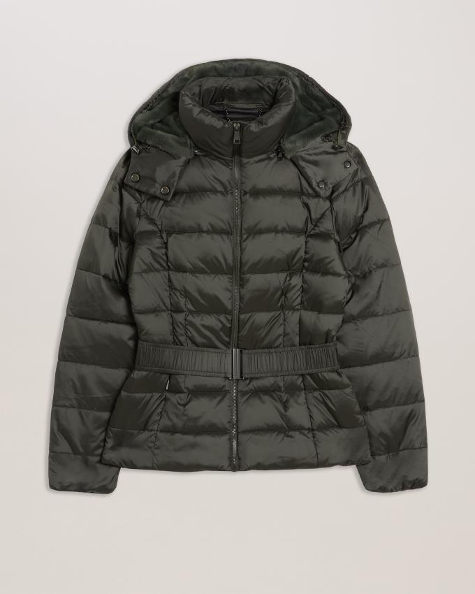Płaszcz Damskie Ted Baker Belted Padded With Detachable Hood Ciemny Zielone Polska | PL-EDWJC9175
