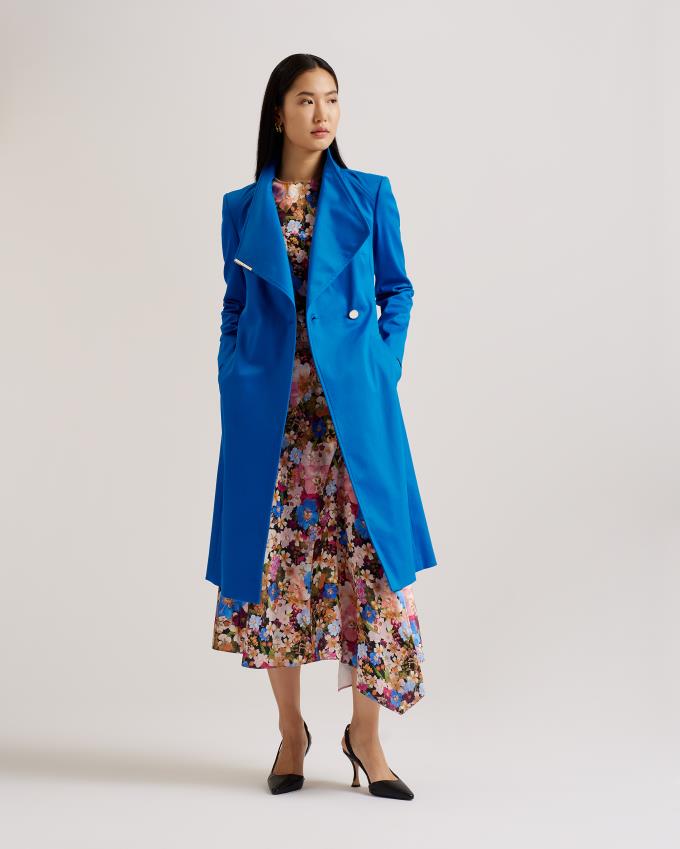 Płaszcz Damskie Ted Baker Midi Length Wrap Trench Niebieskie Polska | PL-IKXAC6059
