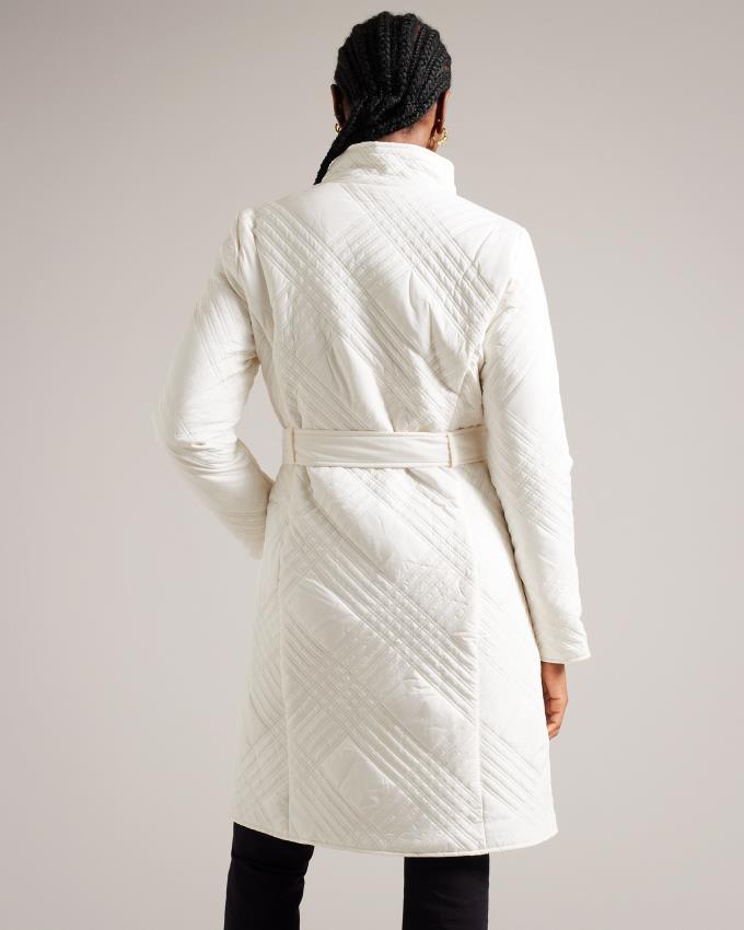 Płaszcz Damskie Ted Baker Midi Quilted Wrap With High Collar Białe Polska | PL-ROHKZ1906