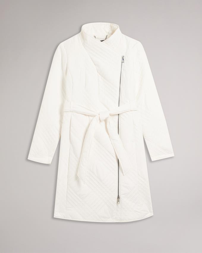 Płaszcz Damskie Ted Baker Midi Quilted Wrap With High Collar Białe Polska | PL-ROHKZ1906