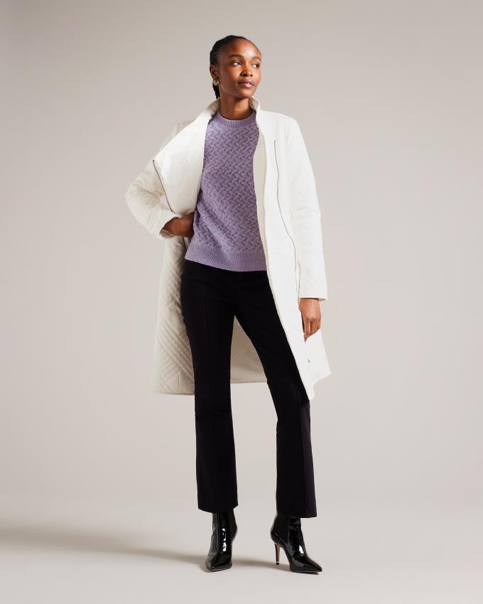 Płaszcz Damskie Ted Baker Midi Quilted Wrap With High Collar Białe Polska | PL-ROHKZ1906