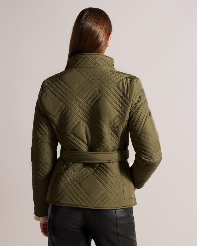 Płaszcz Damskie Ted Baker Mini Quilted Wrap With High Collar Khaki Polska | PL-CHLWS2739