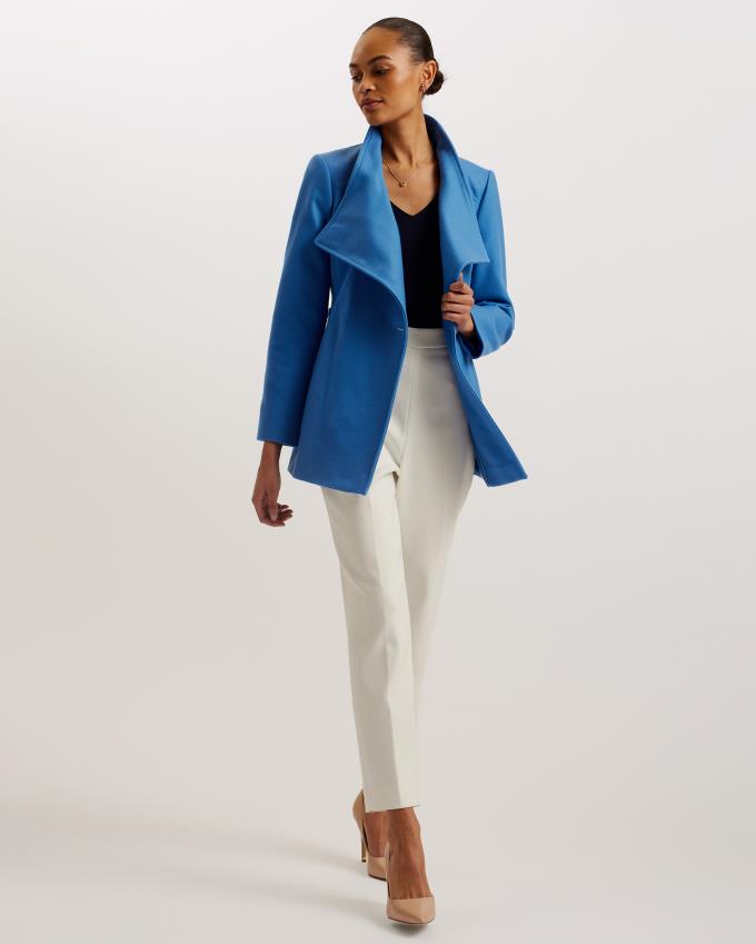 Płaszcz Damskie Ted Baker Short Wool Wrap Niebieskie Polska | PL-TZBYF2416