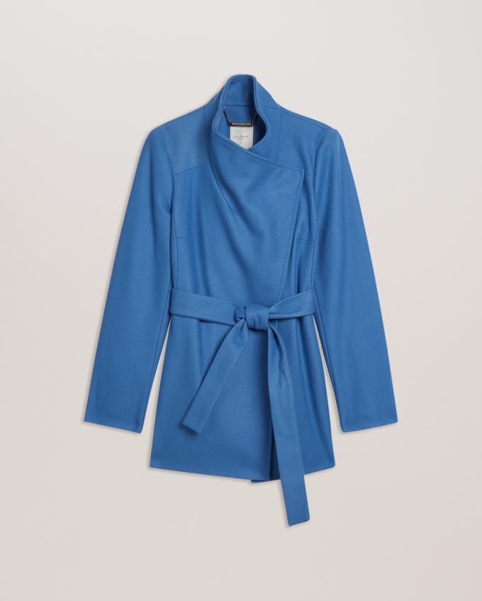 Płaszcz Damskie Ted Baker Short Wool Wrap Niebieskie Polska | PL-TZBYF2416