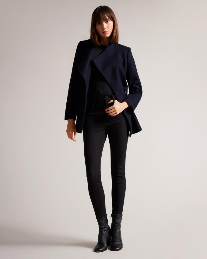 Płaszcz Damskie Ted Baker Short Wool Wrap Granatowe Polska | PL-RNGOY9347