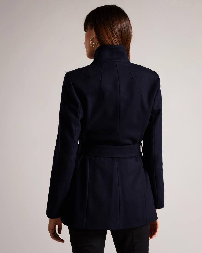 Płaszcz Damskie Ted Baker Short Wool Wrap Granatowe Polska | PL-RNGOY9347