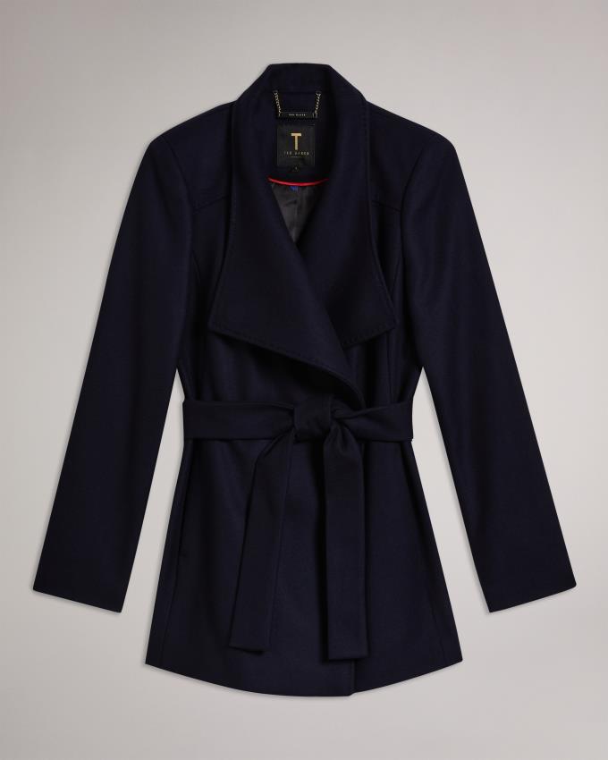 Płaszcz Damskie Ted Baker Short Wool Wrap Granatowe Polska | PL-RNGOY9347