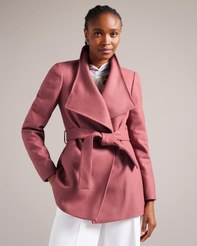 Płaszcz Damskie Ted Baker Short Wool Wrap Różowe Polska | PL-GPYMW2307
