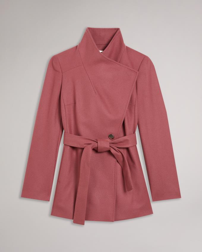 Płaszcz Damskie Ted Baker Short Wool Wrap Różowe Polska | PL-GPYMW2307