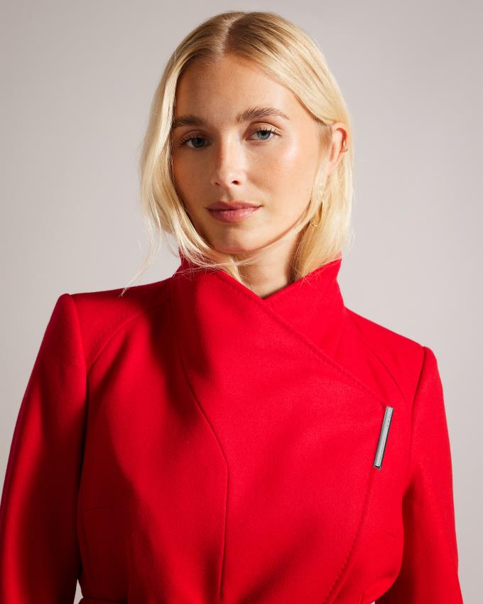 Płaszcz Damskie Ted Baker Wool Wrap Czerwone Polska | PL-WBZON5627