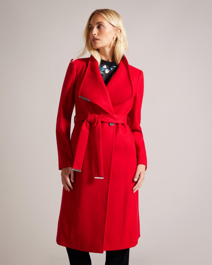 Płaszcz Damskie Ted Baker Wool Wrap Czerwone Polska | PL-WBZON5627