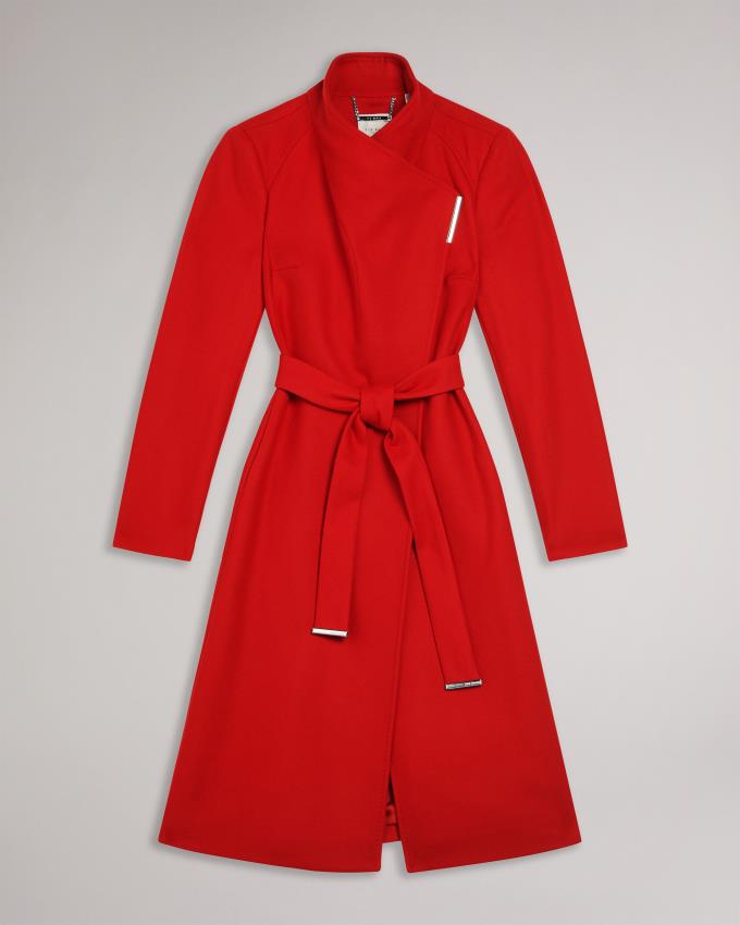 Płaszcz Damskie Ted Baker Wool Wrap Czerwone Polska | PL-WBZON5627