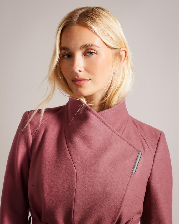 Płaszcz Damskie Ted Baker Wool Wrap Short Różowe Polska | PL-XPAVE2963