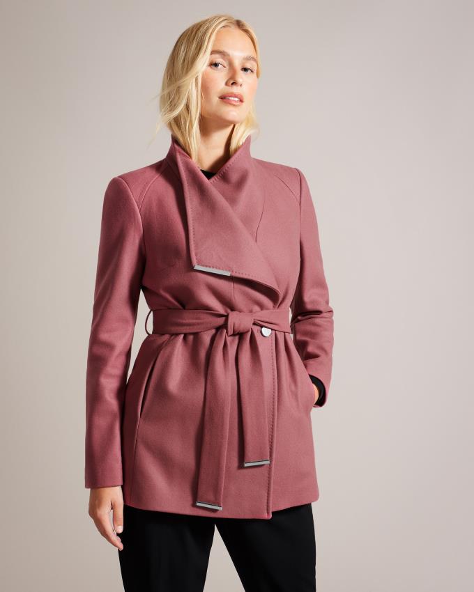 Płaszcz Damskie Ted Baker Wool Wrap Short Różowe Polska | PL-XPAVE2963