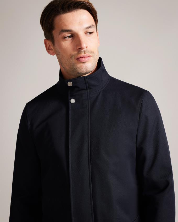Płaszcz Męskie Ted Baker Funnel Neck With Removable Lining Granatowe Polska | PL-FUETB0648