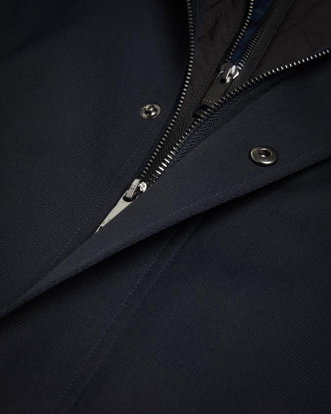 Płaszcz Męskie Ted Baker Funnel Neck With Removable Lining Granatowe Polska | PL-FUETB0648