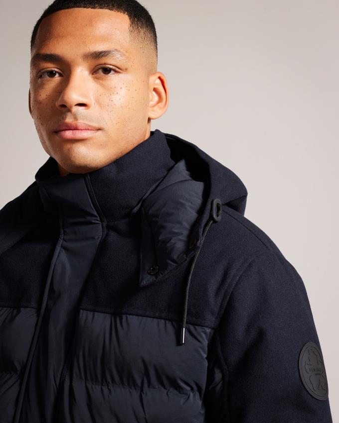 Płaszcz Męskie Ted Baker Puffer Bomber Granatowe Polska | PL-IJFAH2847