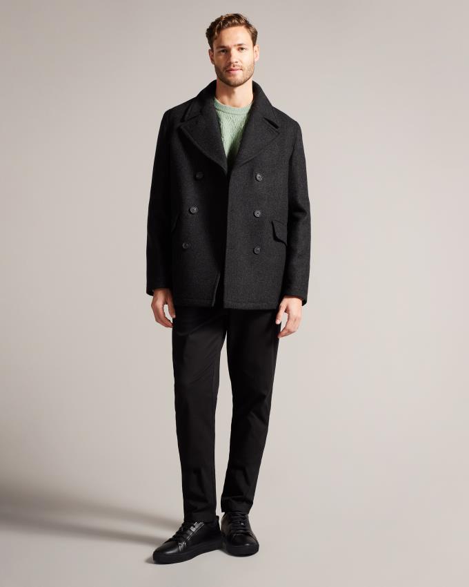 Płaszcz Męskie Ted Baker Short Wool Peacoat Szare Polska | PL-LRNXO6108