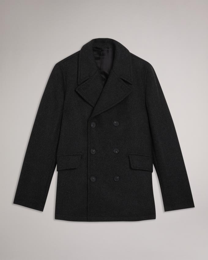 Płaszcz Męskie Ted Baker Short Wool Peacoat Szare Polska | PL-LRNXO6108