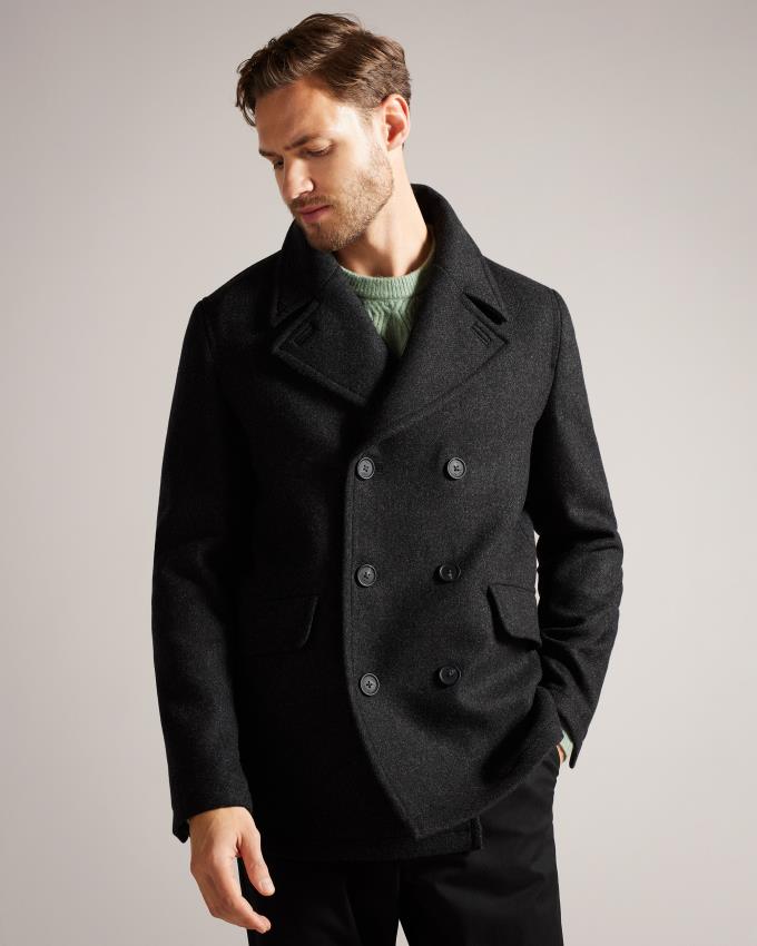 Płaszcz Męskie Ted Baker Short Wool Peacoat Szare Polska | PL-LRNXO6108