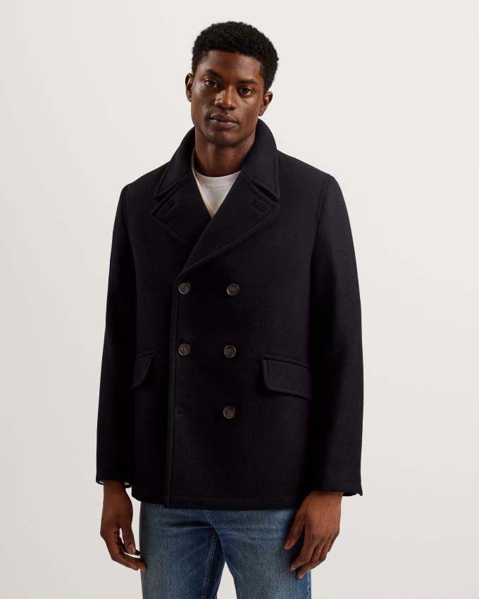 Płaszcz Męskie Ted Baker Short Wool Peacoat Granatowe Polska | PL-TDWRF9520
