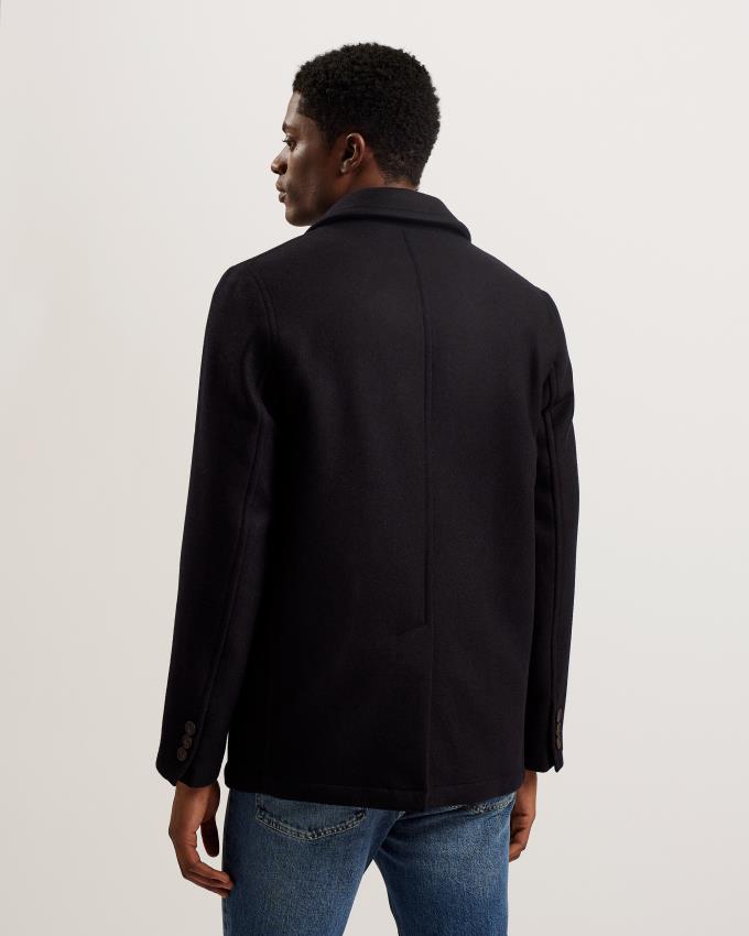 Płaszcz Męskie Ted Baker Short Wool Peacoat Granatowe Polska | PL-TDWRF9520