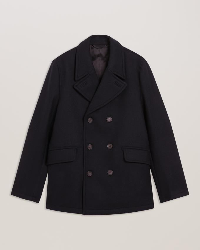 Płaszcz Męskie Ted Baker Short Wool Peacoat Granatowe Polska | PL-TDWRF9520