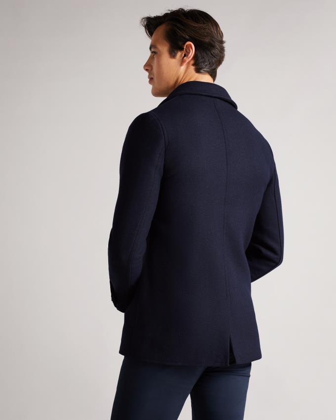 Płaszcz Męskie Ted Baker Wool Peacoat Granatowe Polska | PL-EYCIM6731