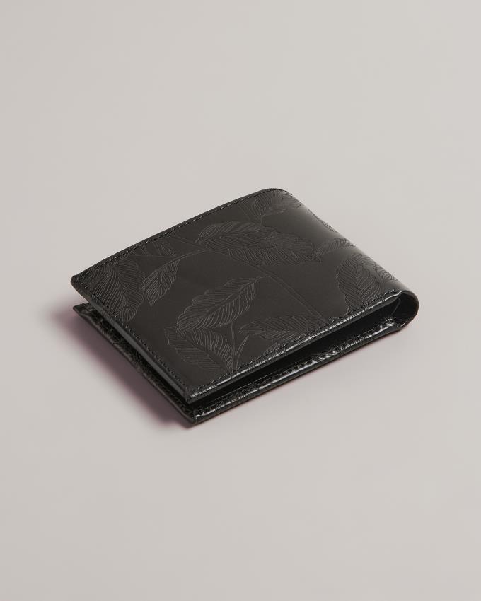 Portfel Męskie Ted Baker Laser Etched Leaf Bifold Czarne Polska | PL-BDMIP0978