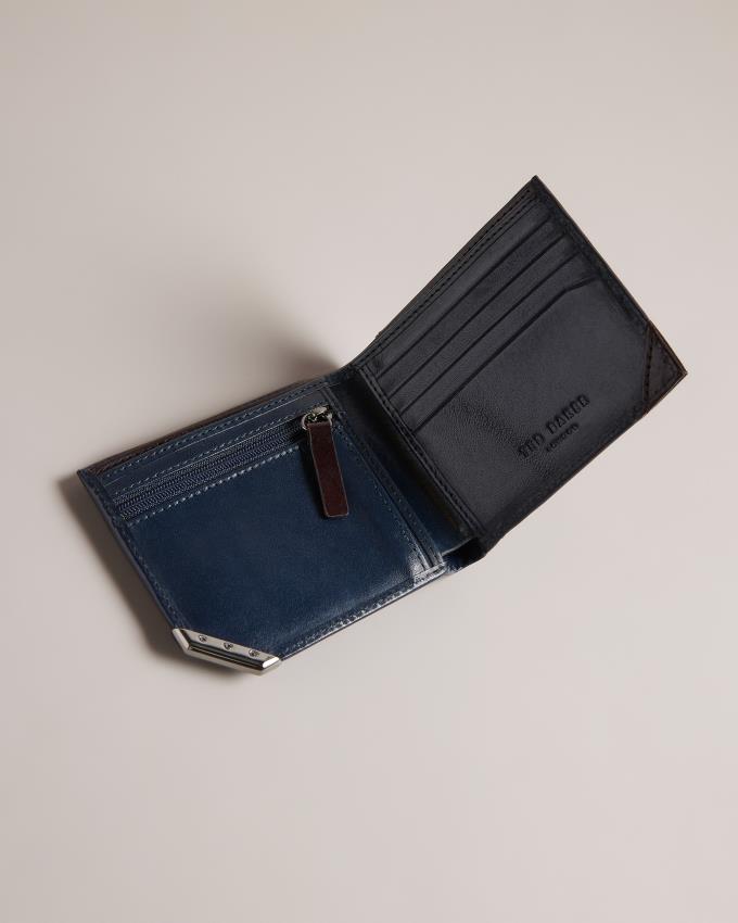Portfel Męskie Ted Baker Metal Corner Bifold Coin Granatowe Polska | PL-ZEXGQ9368