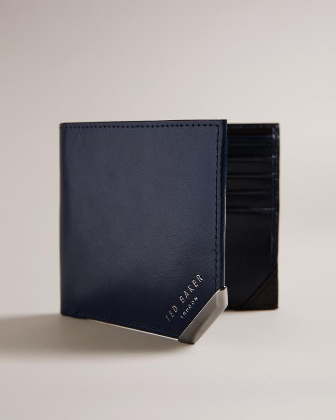Portfel Męskie Ted Baker Metal Corner Bifold Coin Granatowe Polska | PL-ZEXGQ9368