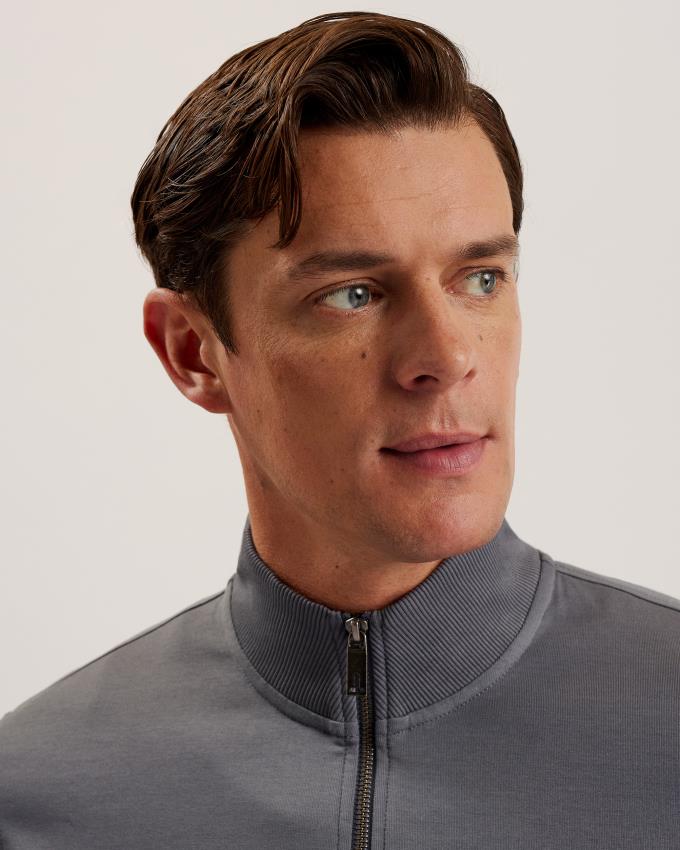 Pulower Męskie Ted Baker Half Zip Funnel Neck Szare Polska | PL-ZFGCA9157