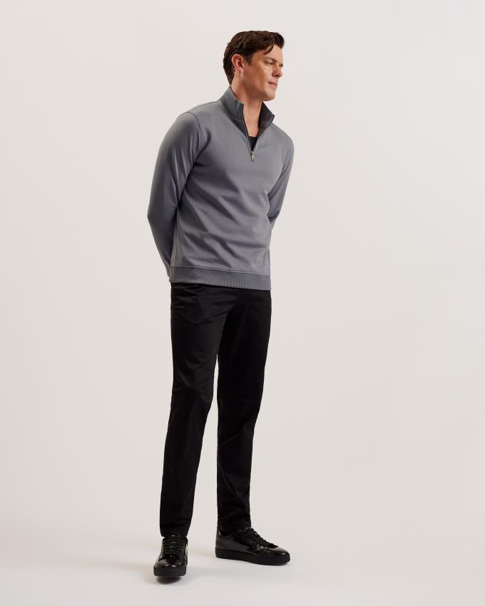 Pulower Męskie Ted Baker Half Zip Funnel Neck Szare Polska | PL-ZFGCA9157