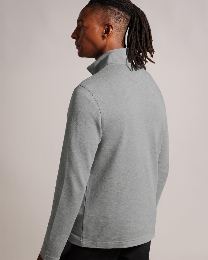 Pulower Męskie Ted Baker Long Sleeve Half Zip Szare Polska | PL-ITKOJ9028