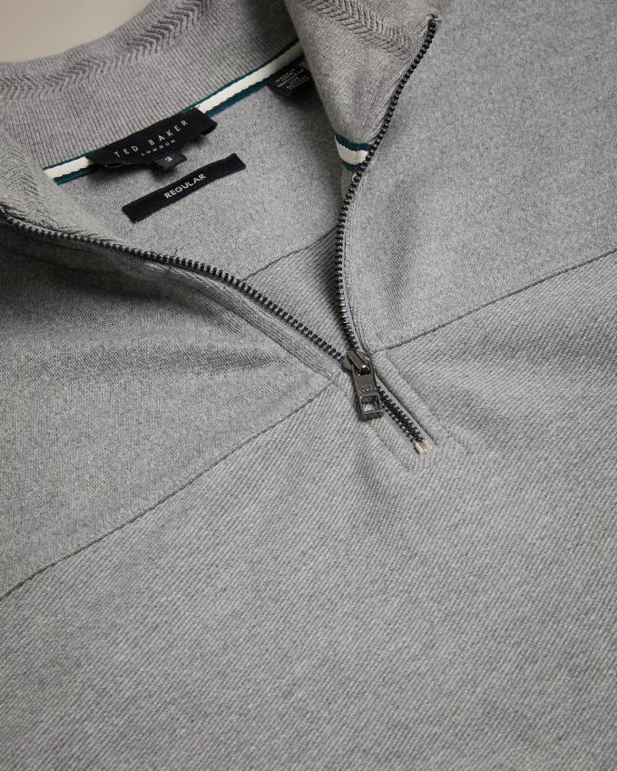 Pulower Męskie Ted Baker Long Sleeve Half Zip Szare Polska | PL-ITKOJ9028