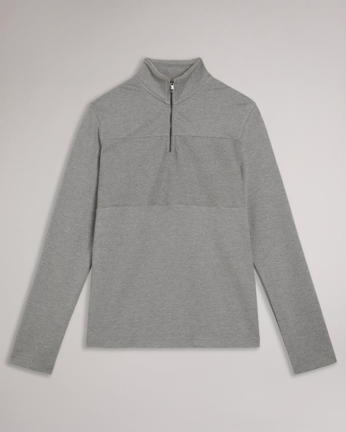 Pulower Męskie Ted Baker Long Sleeve Half Zip Szare Polska | PL-ITKOJ9028