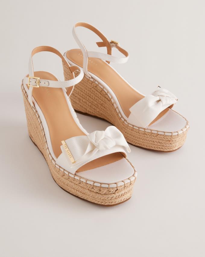 Sandały Damskie Ted Baker Bow Detail Wedge Heeled Białe Polska | PL-CDEFX8013