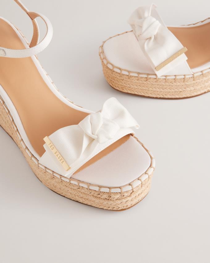 Sandały Damskie Ted Baker Bow Detail Wedge Heeled Białe Polska | PL-CDEFX8013