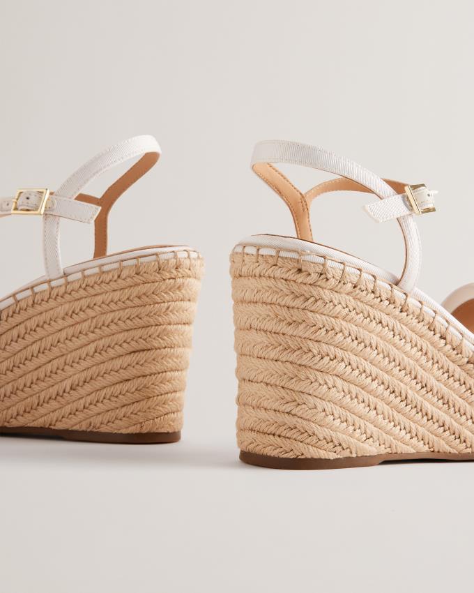 Sandały Damskie Ted Baker Bow Detail Wedge Heeled Białe Polska | PL-CDEFX8013