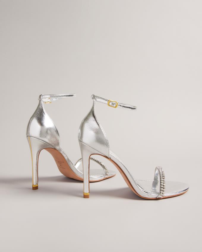 Sandały Damskie Ted Baker Crystal Embellished Heeled Srebrne Polska | PL-OKCHE9523
